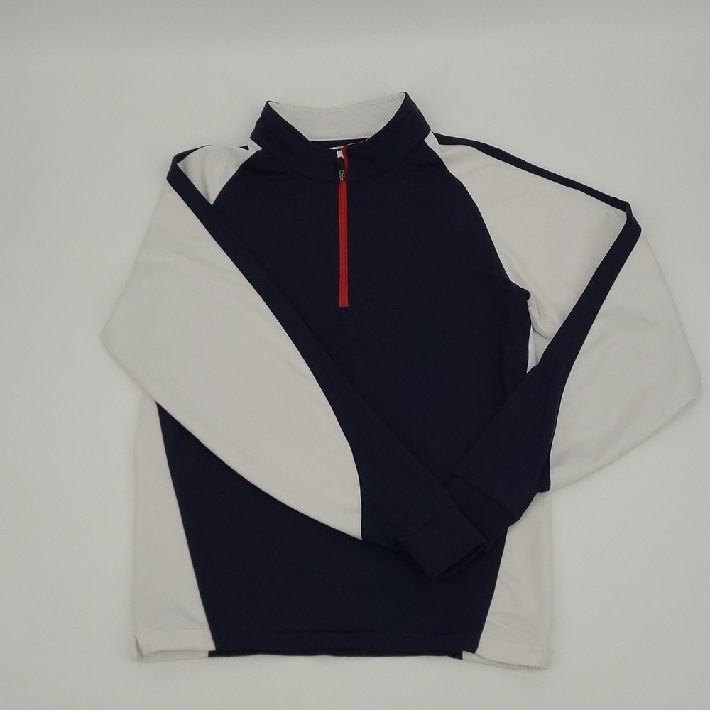 FootJoy Junior Half Zip Pullover Navy White Red Colorblock Athletic Top Size M